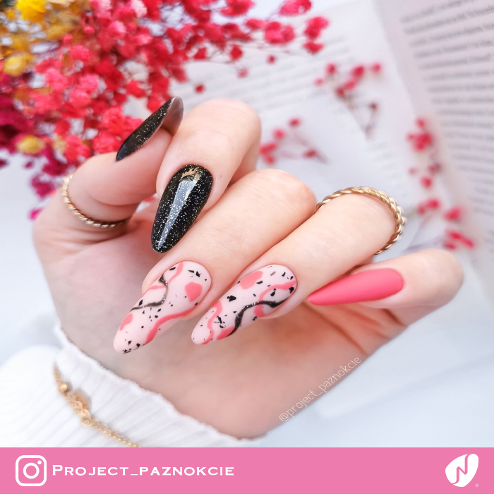 Eggshell Nails with Abstract Design